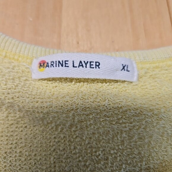 Marine Layer Crewneck Sweatshirt Womens Size XL Yellow Raglan Sleeve Cropped - Picture 7 of 13